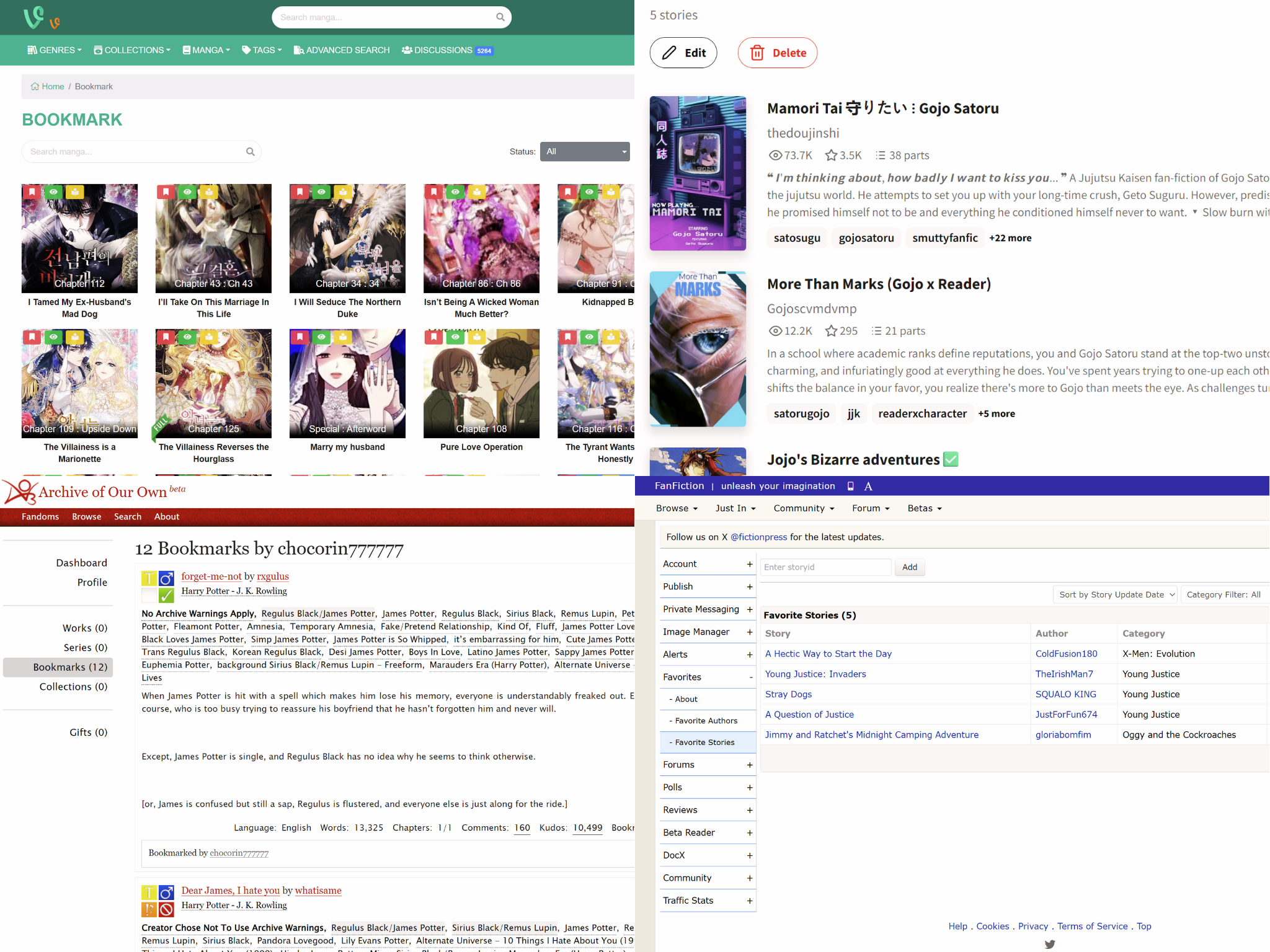 Different platforms and sites